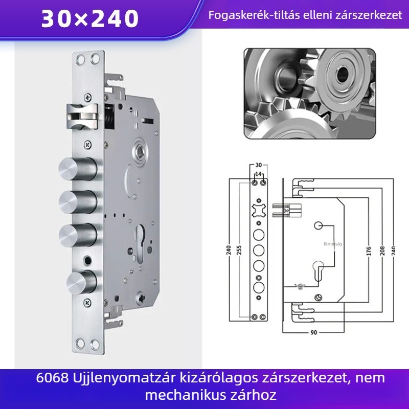 Rozsdamentes acél zártest készlet, modell 73#, biztonsági ajtókhoz, súly 0,8