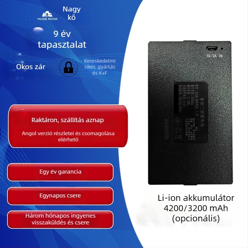 Teljesen automata intelligens ajtózár bejárati ajtóhoz, Li‑Ion 4200mAh akkumulátor, hozzáférés jelszóval és ujjlenyomattal, újratölthető 5V