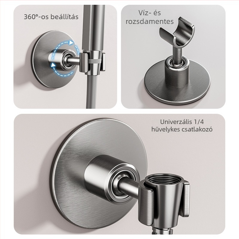 Kézi zuhanyfej tartó rozsdamentes acélból, fúrás nélküli szerelés, modell Hand spray bracket, 1.6 MPa