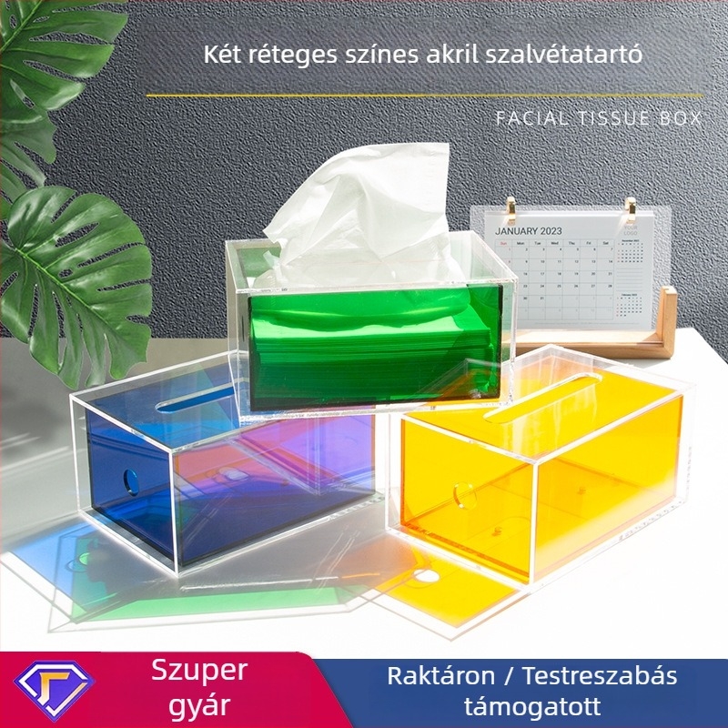 ALLYACE Átlátszó akril szalvétatartó doboz, YKL-ZJH modell, modern-minimalista stílus, vízálló, Autó, nappali, fürdőszoba