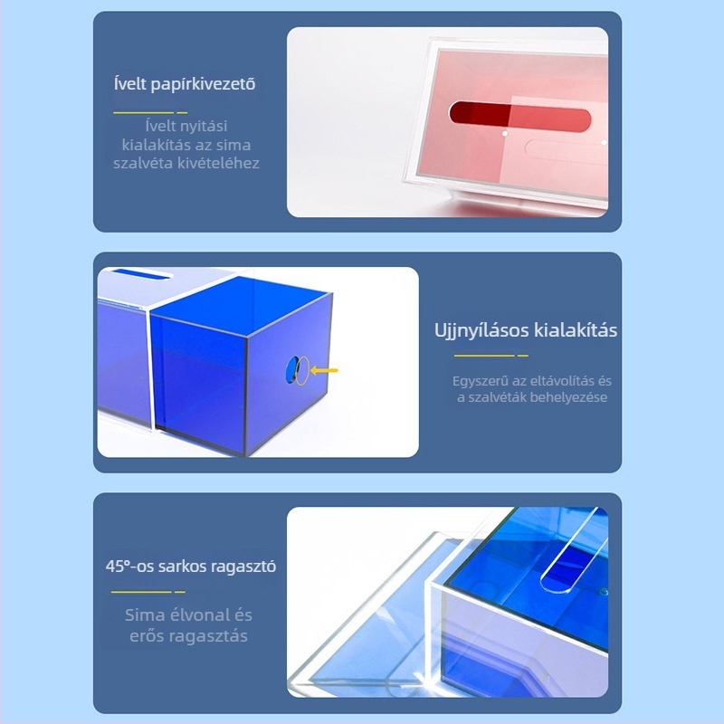 ALLYACE Átlátszó akril szalvétatartó doboz, YKL-ZJH modell, modern-minimalista stílus, vízálló, Autó, nappali, fürdőszoba