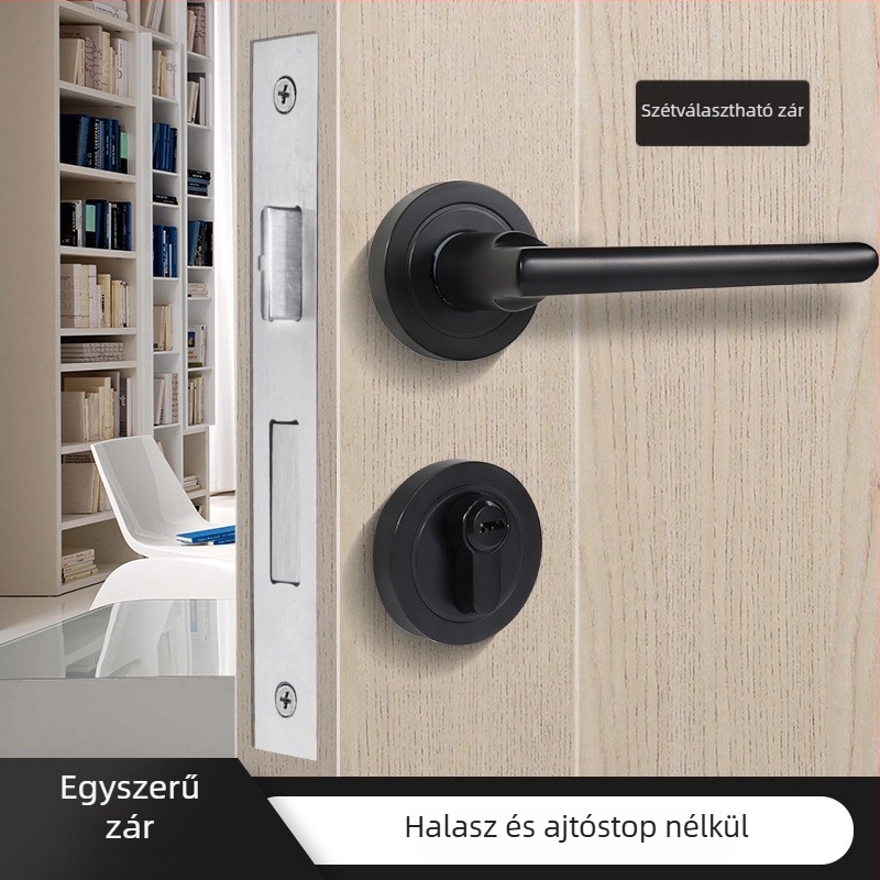 Ajtózár fogantyúval, cinkötvözetből, modell F8820, fa- és acélajtókhoz, modern minimalist stílus