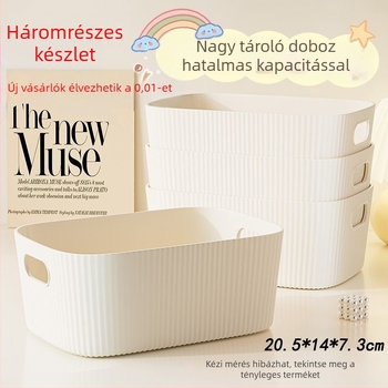 Három darabos asztali tároló doboz készlet — műanyag, 2 L kapacitás, fedél nélküli, modern minimalista stílus