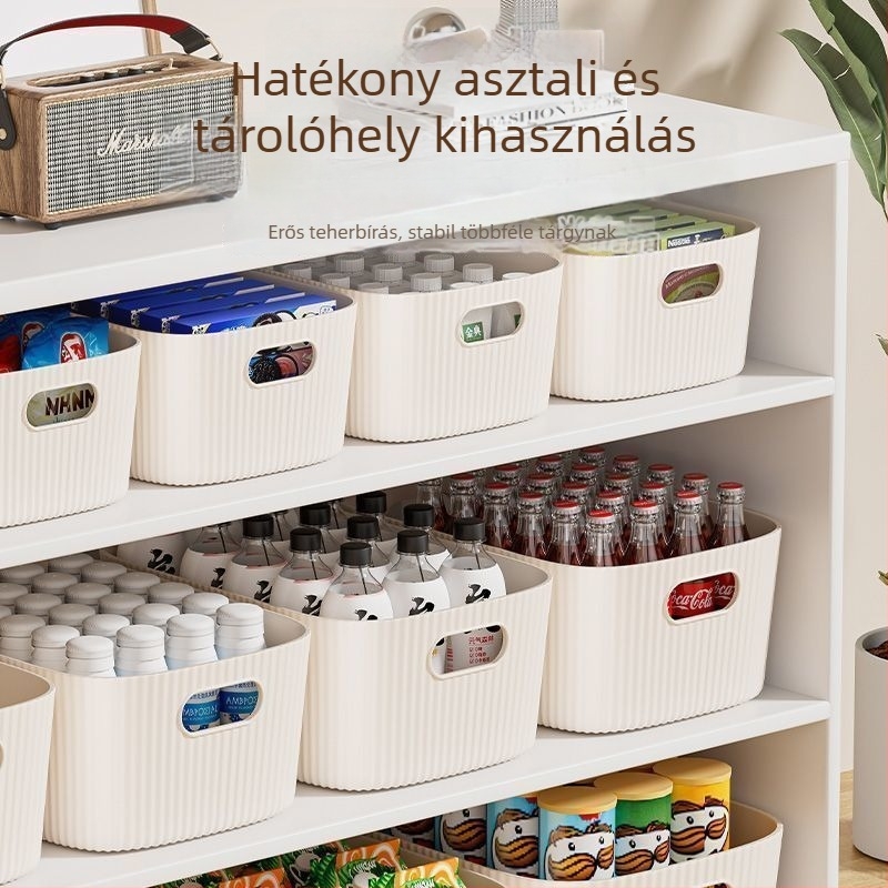 Három darabos asztali tároló doboz készlet — műanyag, 2 L kapacitás, fedél nélküli, modern minimalista stílus