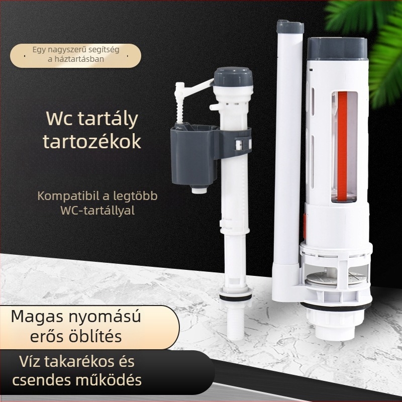 Falra szerelt vécé víztartály kiegészítő – ABS, kettős öblítőgomb, bemeneti szelep, OEM, modern stílus, Xin Leon