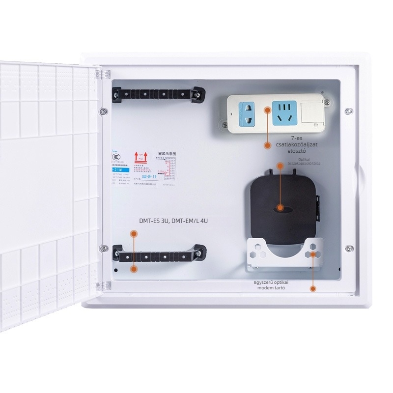 Rejtett háztartási hálózati elosztó doboz – optikai szál/gyenge áramkör, E sorozat, hidegen hengerelt acél ház, IP30, fedél HIPS, Xinli