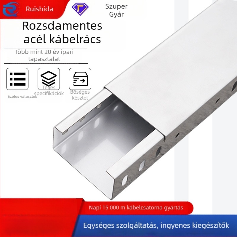 304 rozsdamentes acél kábelcsatorna – beltéri és kültéri, létra típusú, magas erősség, korrózióálló, egyedi gyártás