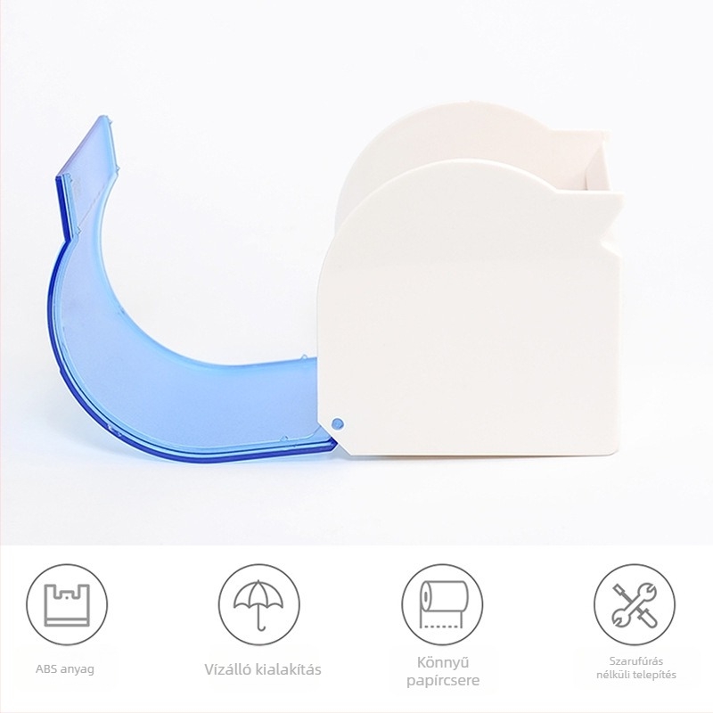 Fali vécépapír tartó ABS V-7401, ovális alakú, ragasztóval történő rögzítés, vízálló, többfunkciós