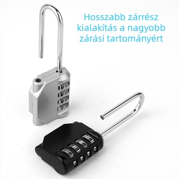 4 számjegyű kombinációs zárfej, cinkötvözetből, kültéri használatra – NF46 hosszú sín; záróvas vastagsága 3,7 mm, vasak közti távolság 15 mm; alkalmas ajtókhoz, ablakokhoz, fitnesz öltözőszekrényekhez, fiókokhoz és konyhaszekrényekhez