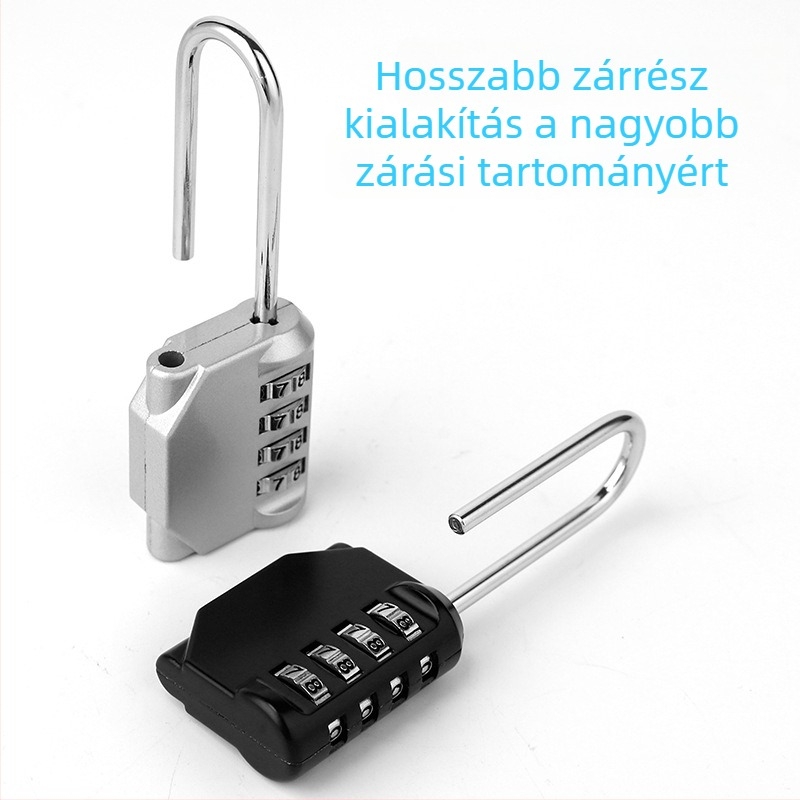 4 számjegyű kombinációs zárfej, cinkötvözetből, kültéri használatra – NF46 hosszú sín; záróvas vastagsága 3,7 mm, vasak közti távolság 15 mm; alkalmas ajtókhoz, ablakokhoz, fitnesz öltözőszekrényekhez, fiókokhoz és konyhaszekrényekhez