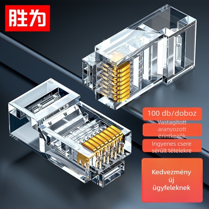 Cat6 Gigabit RJ45 Crystal Head hálózati csatlakozó - 100 db/doboz - Árnyékolatlan 8P8C