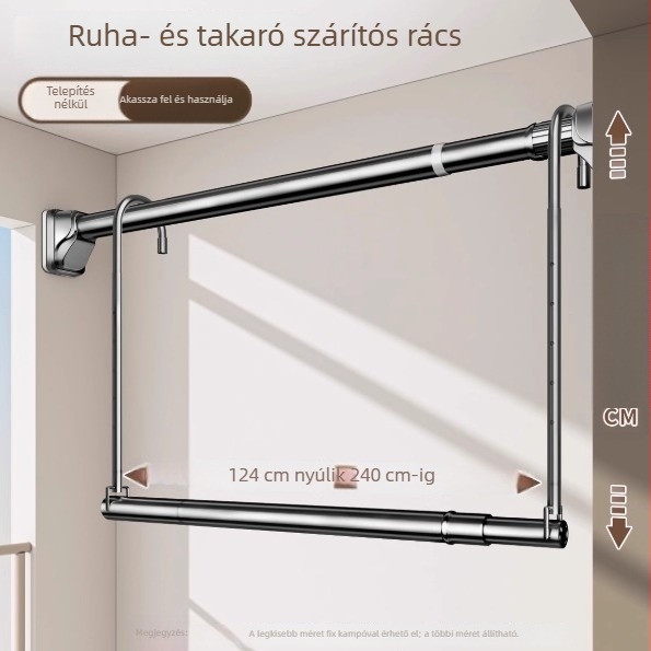 Teleszkópos ruhaszárító rúd – fúrás nélkül, rozsdamentes acél, tábla ruhásszekrényhez és függönyhöz, modern minimalist stílus, Yijiale