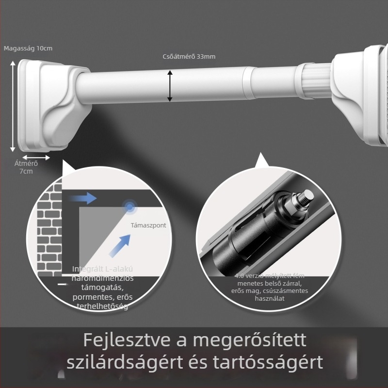 Teleszkópos ruhaszárító rúd – fúrás nélkül, rozsdamentes acél, tábla ruhásszekrényhez és függönyhöz, modern minimalist stílus, Yijiale