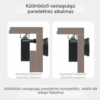 Ujjlenyomat-olvasós zár szekrényekhez és fiókokhoz — 100000 nyitás, olvasási idő <3 s, hamis felismerés <0,01%, DC tápegység, működési hőmérséklet 30°C