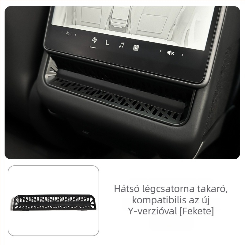 Hatüléses Tesla Model Y/Model 3/YL hátsó klímaberendezés ventillátorfedél – TPE anyag, logó nyomtatása lehetséges