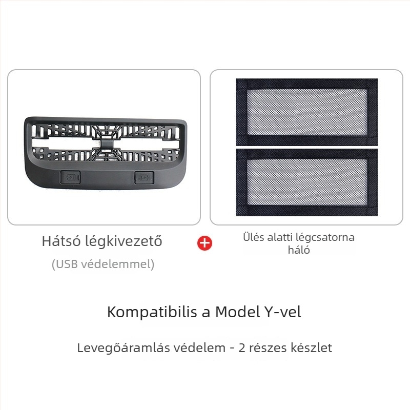 Hatüléses Tesla Model Y/Model 3/YL hátsó klímaberendezés ventillátorfedél – TPE anyag, logó nyomtatása lehetséges