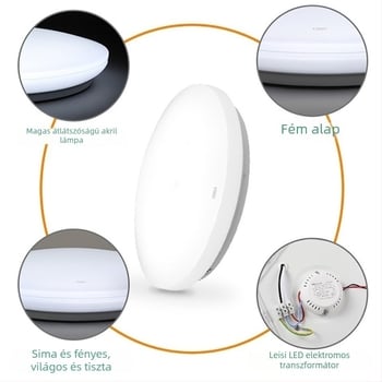 Mennyezeti lámpa, kerek LED világítás folyosók és fürdőszobákhoz, modern minimalista dizájn, 220V, 5–10 m² lefedettség