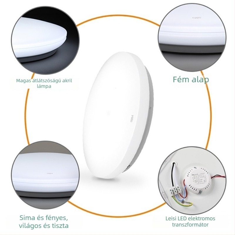 Mennyezeti lámpa, kerek LED világítás folyosók és fürdőszobákhoz, modern minimalista dizájn, 220V, 5–10 m² lefedettség