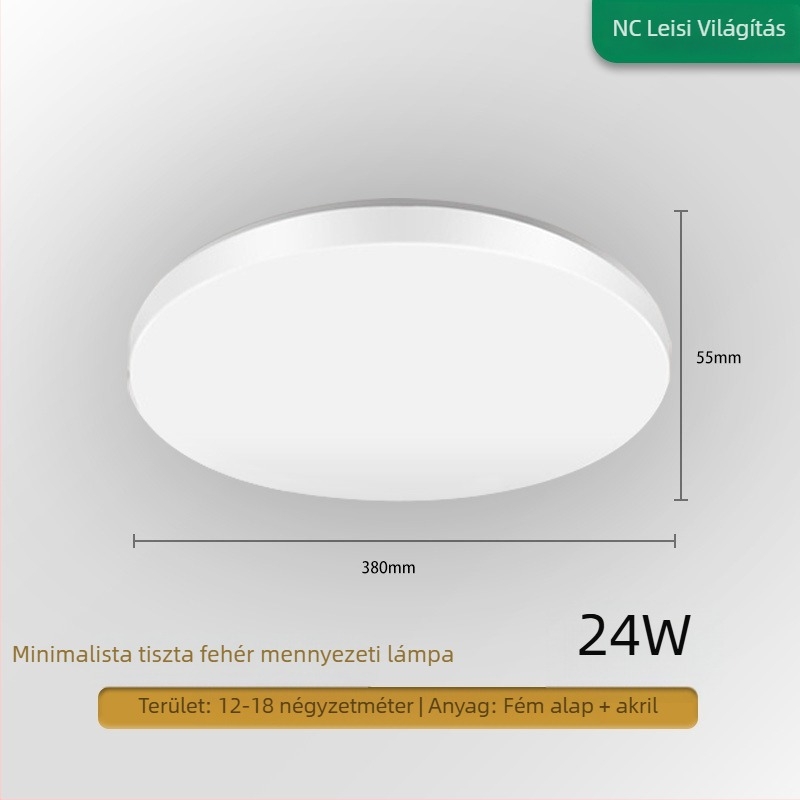 Mennyezeti lámpa, kerek LED világítás folyosók és fürdőszobákhoz, modern minimalista dizájn, 220V, 5–10 m² lefedettség