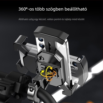 Mobiltelefon-tartó motorkerékpár és kerékpár számára, vízálló és ütésálló, snap-on rögzítés, modell YC17, kompatibilis a visszapillantó tükörrel