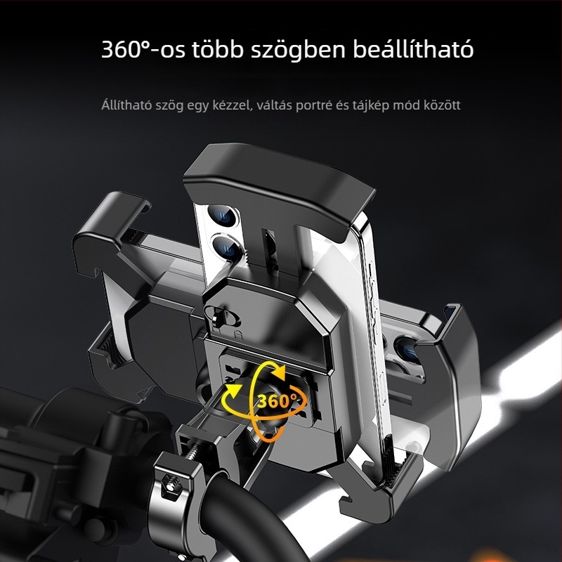 Mobiltelefon-tartó motorkerékpár és kerékpár számára, vízálló és ütésálló, snap-on rögzítés, modell YC17, kompatibilis a visszapillantó tükörrel
