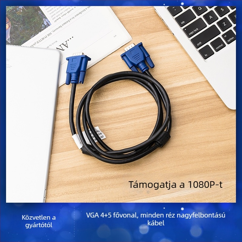 VGA adatkábel 1,5 m TV-készülék és projektor számára, 1080P HD videokábel, VGA 4+5 tű