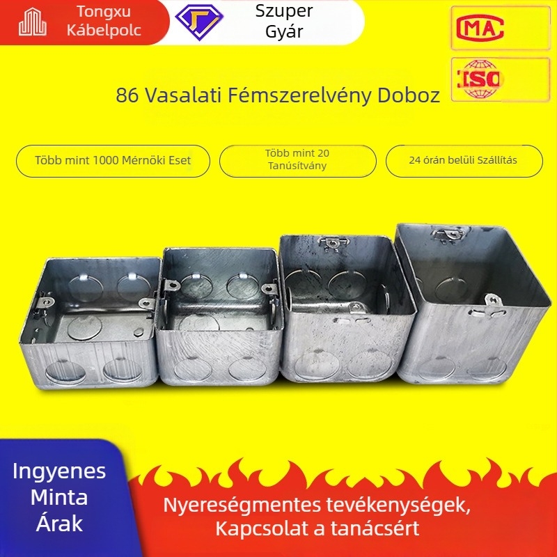Tongxu 86-os sorozatú fém kapcsolódoboz rejtett szereléssel és rejtett kapcsolóval, galvanizált vas ház
