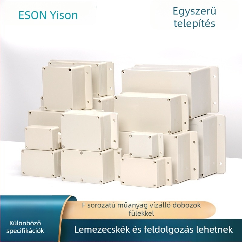 ABS műanyag IP66 kültéri vízálló elosztódoboz szerelési fülekkel megfigyeléshez
