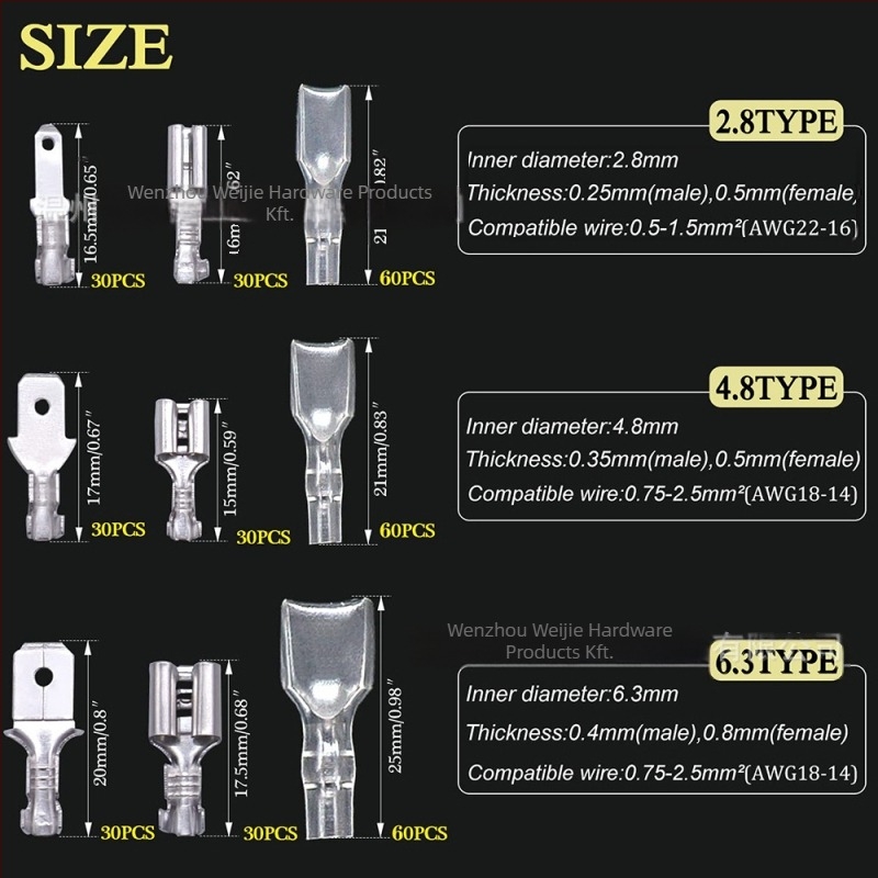 Weijie Plug-in terminálkészlet, 1 pólus, Crimp csatlakozófelület, kábelterminálokhoz