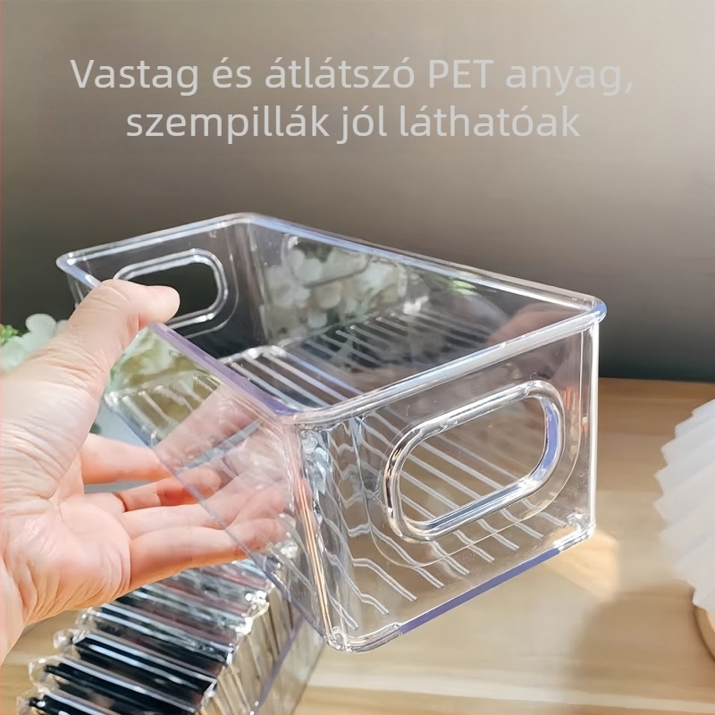 Asztali tároló doboz, akril, nyitott tetejű, halmozható, 18 L, modell Zx2349