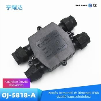 IP68 vízálló csatlakozódoboz két bemenettel és két kimenettel, 3‑pozíciós terminálblokk (kültéri LED utcai világításhoz)