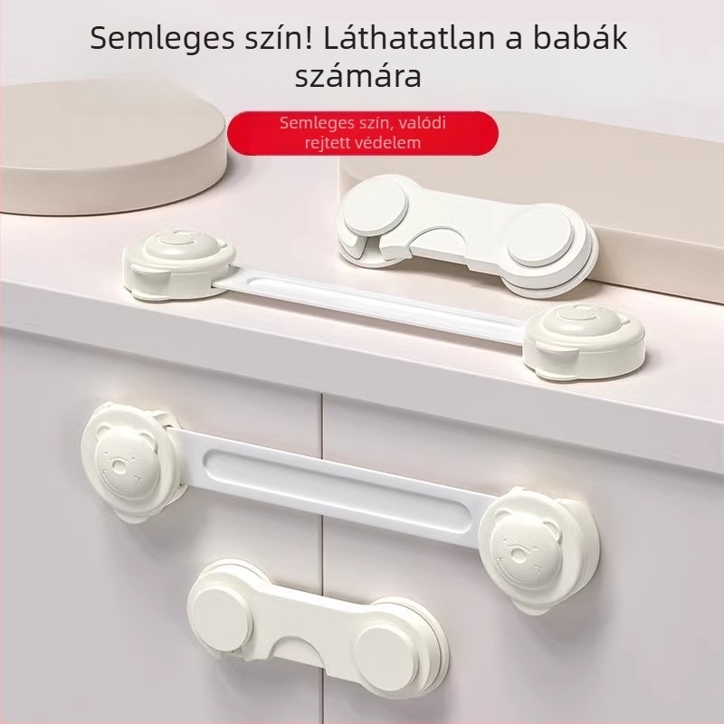 Baba biztonsági zár fiókokhoz és szekrényekhez – megakadályozza a becsípődést és a nyitást, csúszó zár