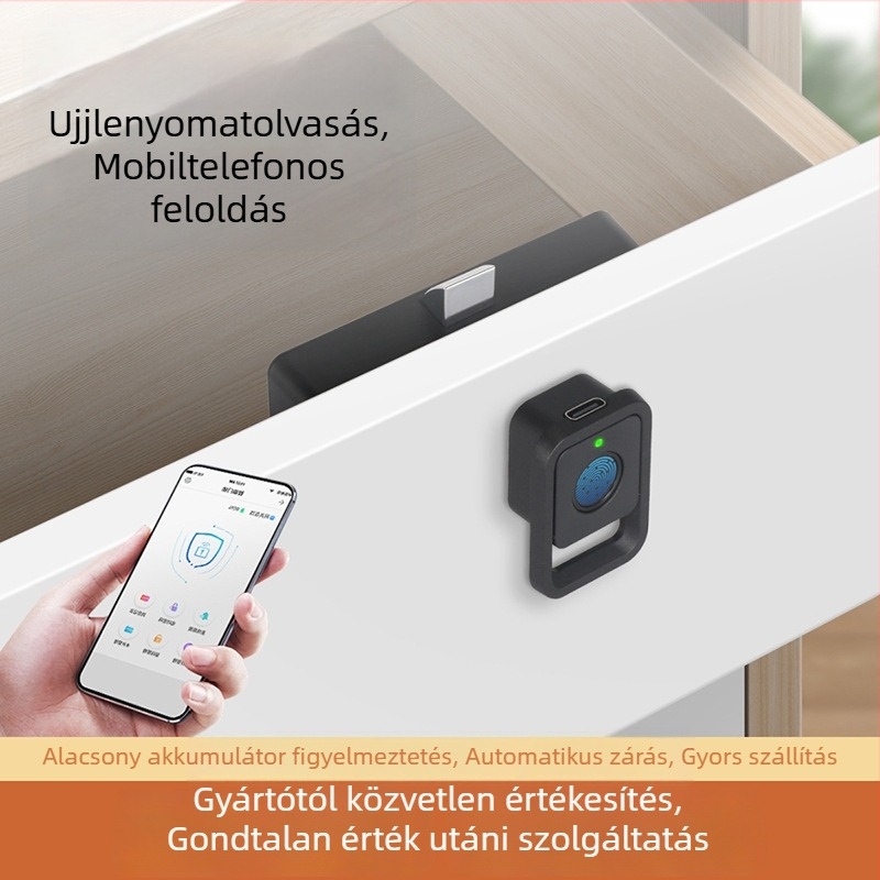 Intelligens ujjlenyomatos fiókzár szekrényekhez – fúrás nélküli, jelszavas zár, modern és egyszerű WT ötvözet 2022-07