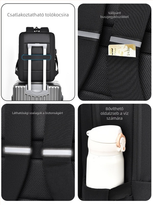 Unisex utazó- és üzleti hátizsák laptop tárolóval, 20–35 L kapacitás, Oxford anyag, száraz–nedves elválasztás