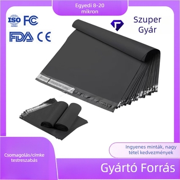 Express futártaska, önzáró PE alapanyagból, 10 kg teherbírás, nyomtatott logó, átívelő határok közötti szállításra