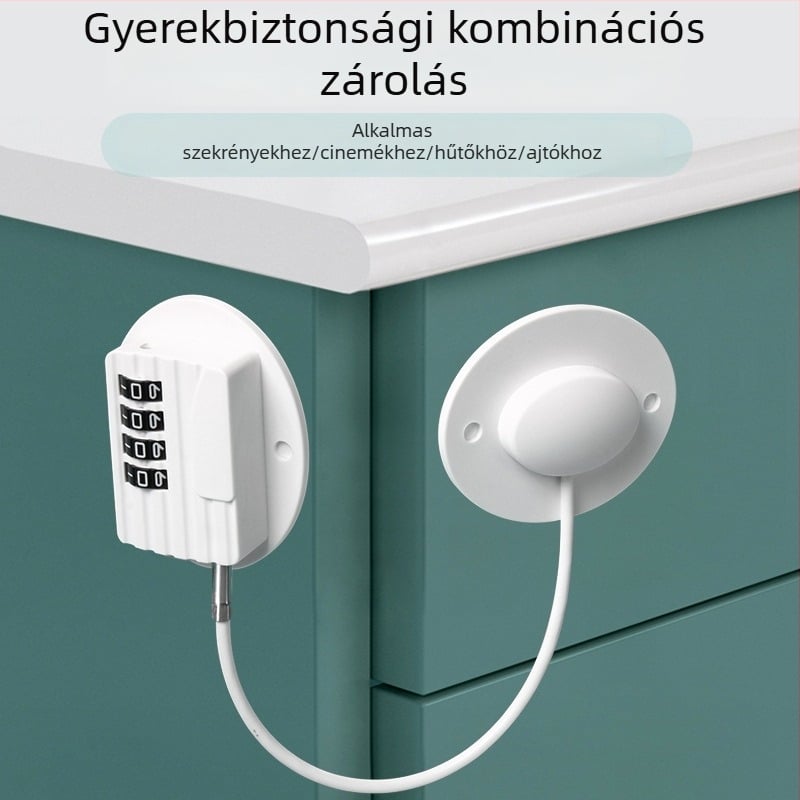 Gyerekbiztonsági kombinációs zár szekrényekhez, fúrás nélkül – ABS anyag, B601 modell, NBYT márka, Modern egyszerű stílus