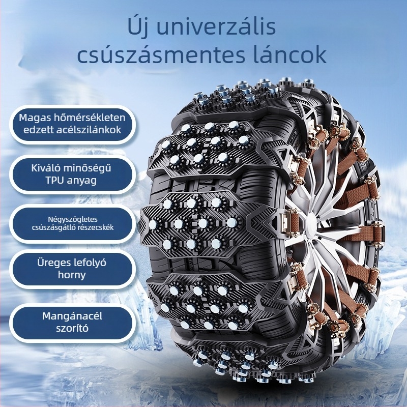  Univerzális csúszásgátló lánc autógumikhoz - Gumi, Univerzális illeszkedés, 315 g, Eredet: Hubei