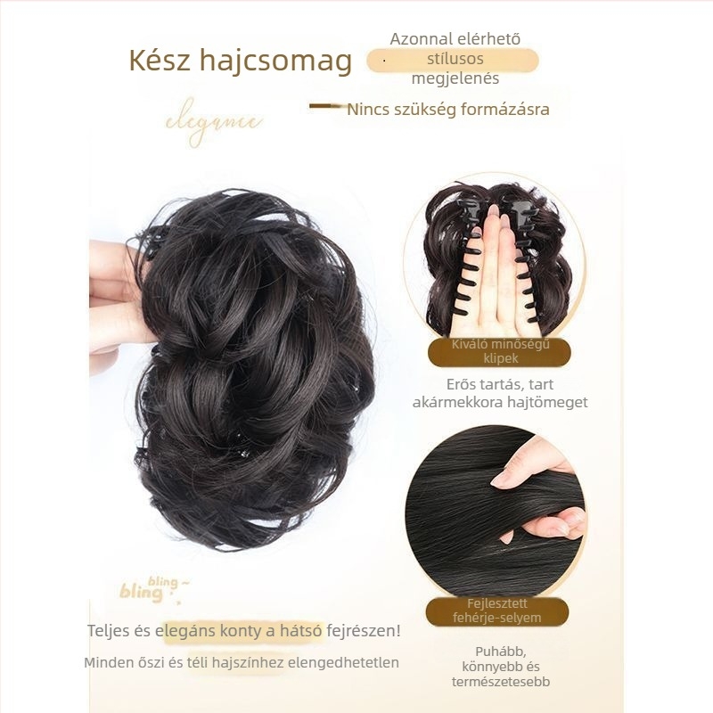 Farokparóka gyűrűs rögzítőmechanizmussal, hőálló huzalból készült haj, univerzális illeszkedés, tilos perm vagy festés
