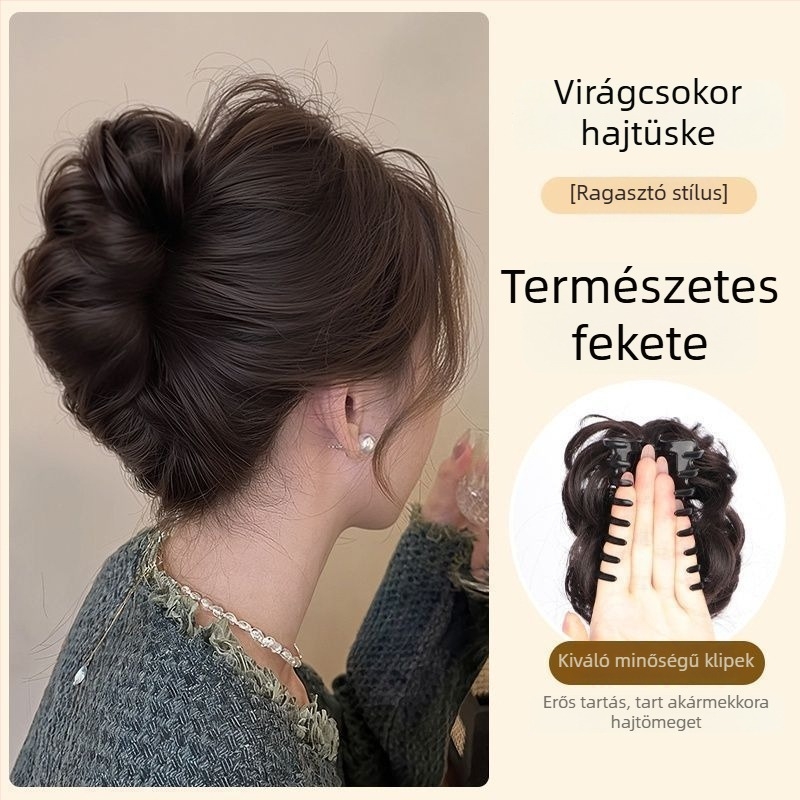 Farokparóka gyűrűs rögzítőmechanizmussal, hőálló huzalból készült haj, univerzális illeszkedés, tilos perm vagy festés