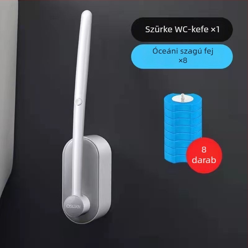 Falihoz rögzíthető egyszer használatos WC-kefe készlet – műanyag; logónyomás elérhető; testreszabás; magáncímke elérhető; kiszerelés 40 darab