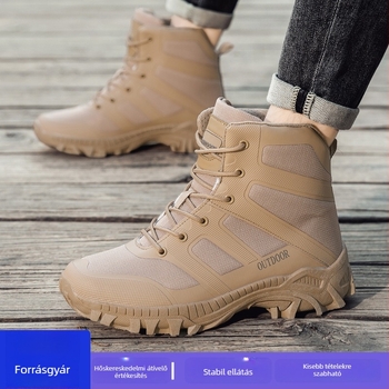 Férfiaknak szánt téli taktikai bakancsok, magas, ütéscsillapító, kültéri túrázáshoz és edzéshez, Anyag: szuper rost