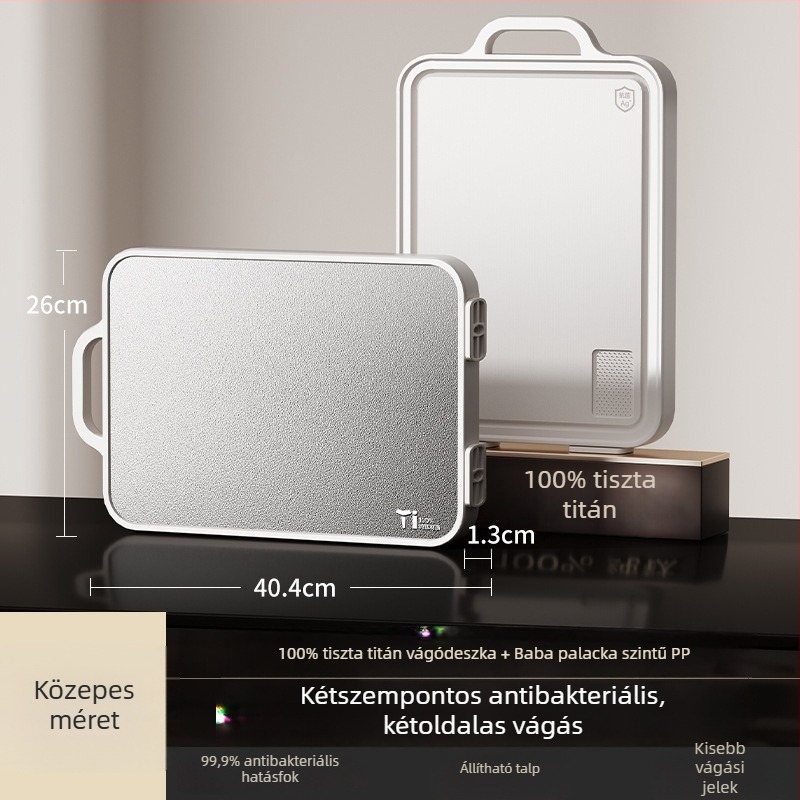 Titánium vágódeszka, kétoldalas, antibakteriális, penészmentes, háztartási használatra