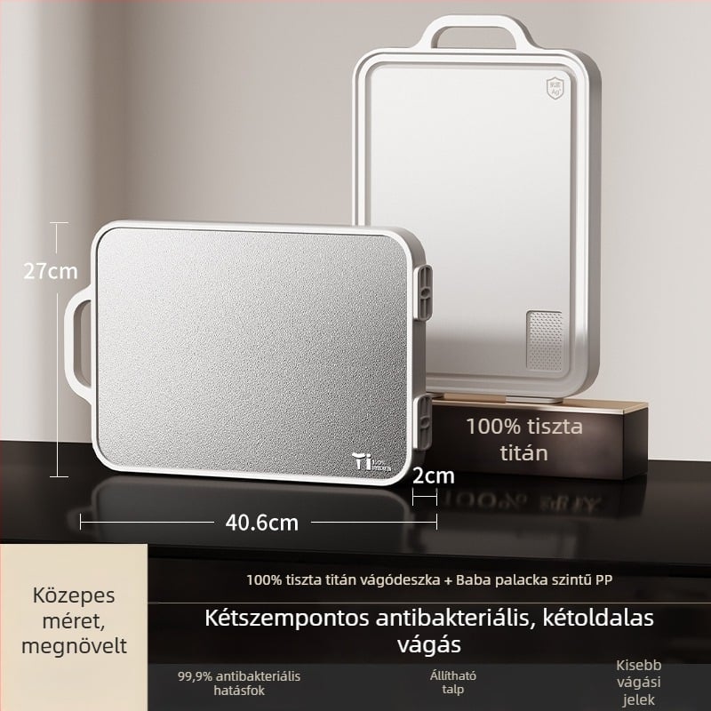 Titánium vágódeszka, kétoldalas, antibakteriális, penészmentes, háztartási használatra