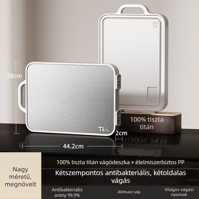 Titánium vágódeszka, kétoldalas, antibakteriális, penészmentes, háztartási használatra