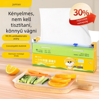 Ju Meow – egyszer használatos műanyag vágófelület alátét – csúszásmentes, antibakteriális; háztartási, hordozható; eredet Guangdong; 2021 nyári piacra kerülés