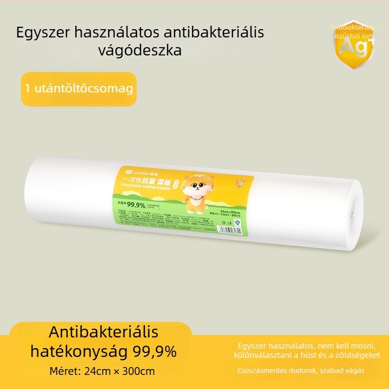 Ju Meow – egyszer használatos műanyag vágófelület alátét – csúszásmentes, antibakteriális; háztartási, hordozható; eredet Guangdong; 2021 nyári piacra kerülés