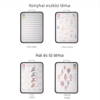 Kétoldalas műanyag vágódeszka a konyhában, antibakteriális, csúszásmentes, zöldségekhez, tésztához és gyümölcsökhöz