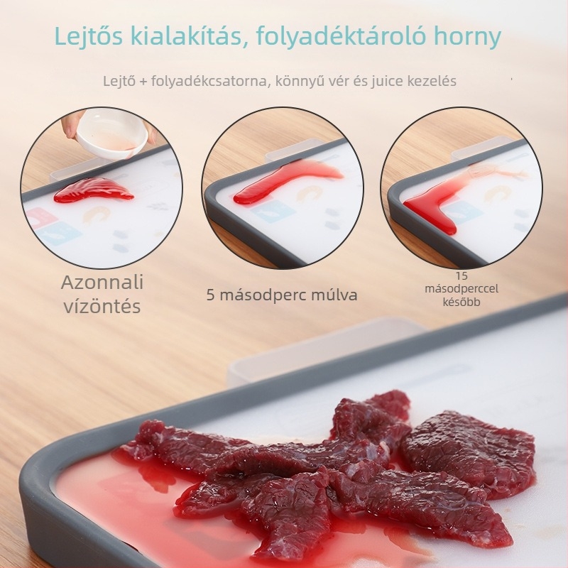 Kétoldalas műanyag vágódeszka a konyhában, antibakteriális, csúszásmentes, zöldségekhez, tésztához és gyümölcsökhöz
