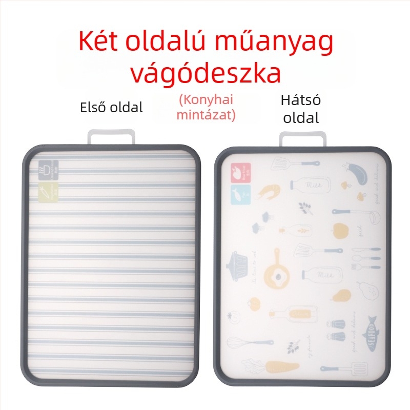 Kétoldalas műanyag vágódeszka a konyhában, antibakteriális, csúszásmentes, zöldségekhez, tésztához és gyümölcsökhöz