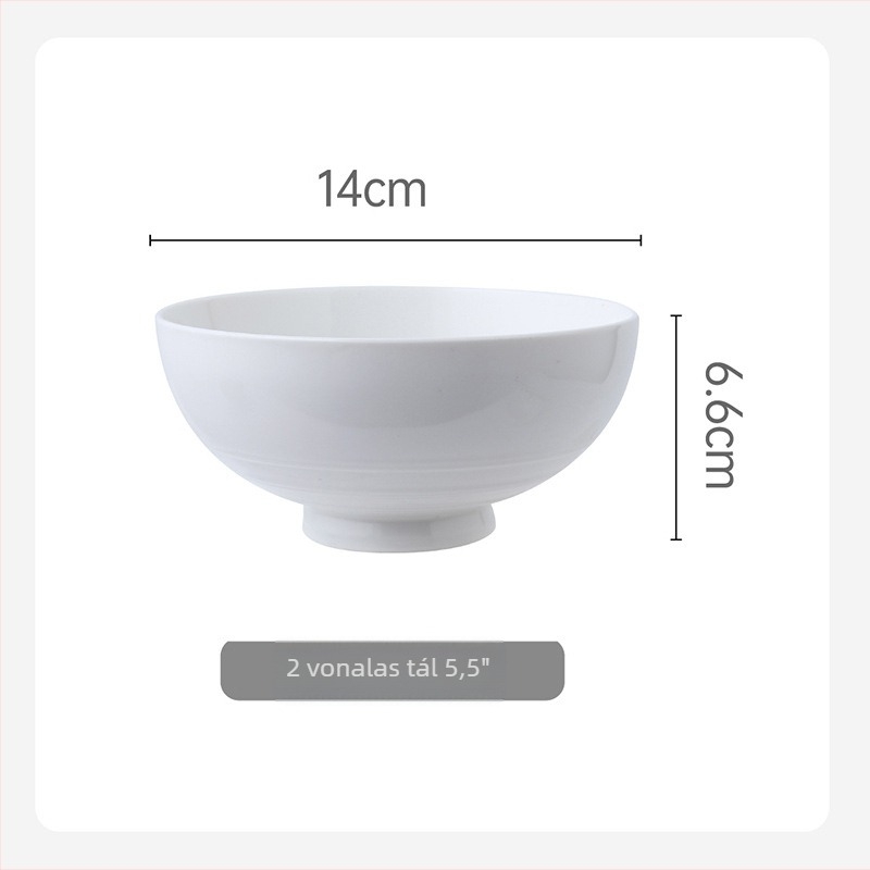 Japán-stílusú porcelán tál leveshez, rizshez és tésztához; mikrohullámú sütőben használható; aláglazúrozott felület; kerek alak; modern minimalista stílus